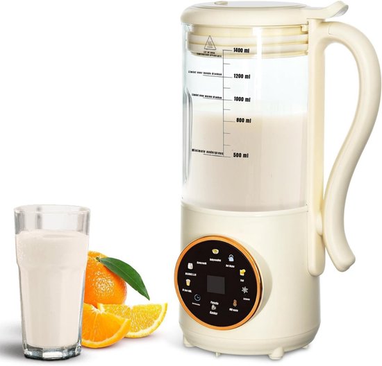 QIN® Sojamelk Maker - Milkmaker 4 in 1 - Vegan Milk - 10 Messen - Extra Fijne Melk - Beige - 13cm x 19cm x 31cm