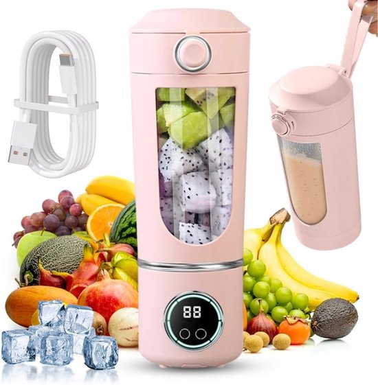 QORA® Milkshake Machine - Milkshake Maker - Smoothie Maker - Roze - 9cm x 11cm x 26cm