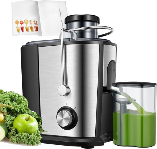 QORA® Sapcentrifuges groenten en fruit - Sapcentrifuges - Slowjuicer - Zilver - ‎26cm x 18cm x 29cm