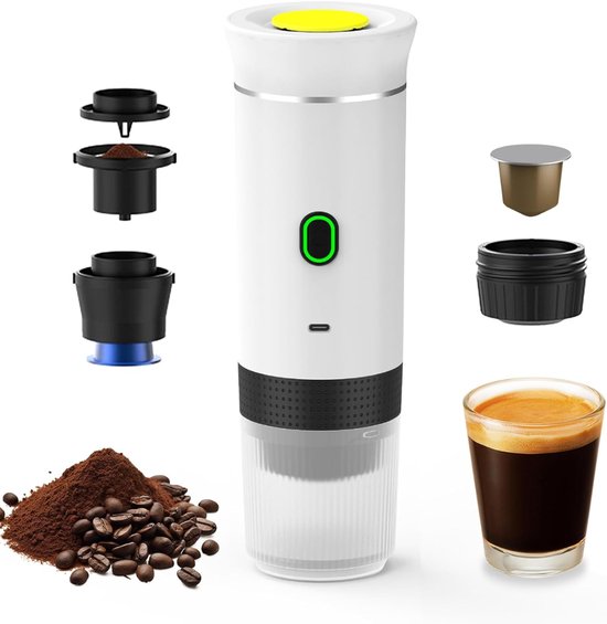 Quvo® Draagbare Koffiemachine - Blender To Go - Draagbare Blender - Wit - 28cm x 9cm x 9cm van Quvo