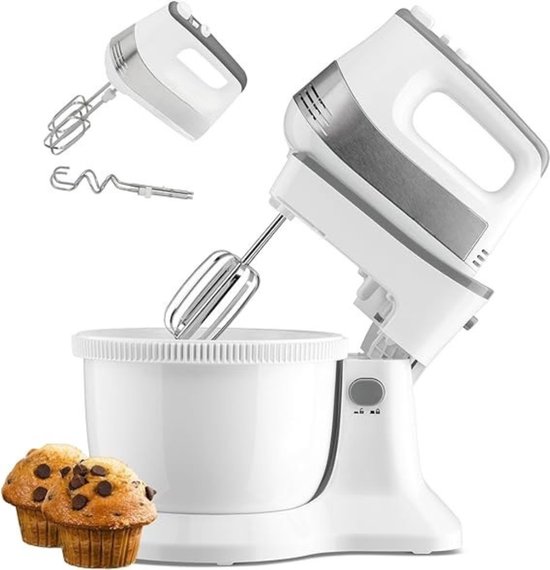 Quvo® Mixer met Mengkom - Keukenmachine - Mixer - 3.4 Liter Mengkom - Wit - 31cm x 21cm x 36cm van Quvo