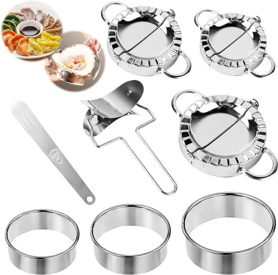 Ravioli Dumplingmaker - roestvrij staal - 8 stuks - uitsteekvormpjes - steekzakken vormer - knoedels - raviolivormer - keuken gereedschap van Coolinato.