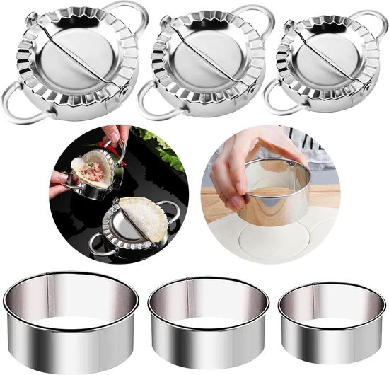 Ravioli Former Ravioli Dumpling maker, 6 stuks, roestvrij staal, deegzakvorm, ravioli dumplingvorm, ravioli mal voor keukenhulp, set dumpling ravioli, 6 maten van Fatti.