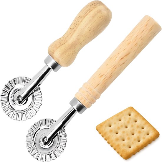 Ravioli roller 4 cm - golvende snijder van zinklegering - houten handgreep - ideaal voor zelfgemaakte pasta - SnelShoppen