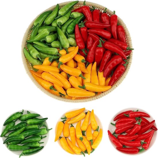 Realistische Kunstmatige Chili Peppers - 48 Stuks Decoratie voor Fotografie, Keuken en Tuinaccessoires van Merkloos