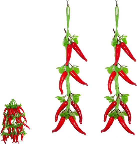 Realistische Nep Chili Peppers - Set van 2 Stuks - Kunstmatige Groenten voor Keuken Decoratie - Ideaal voor Interieur en Creatieve Styling van Merkloos