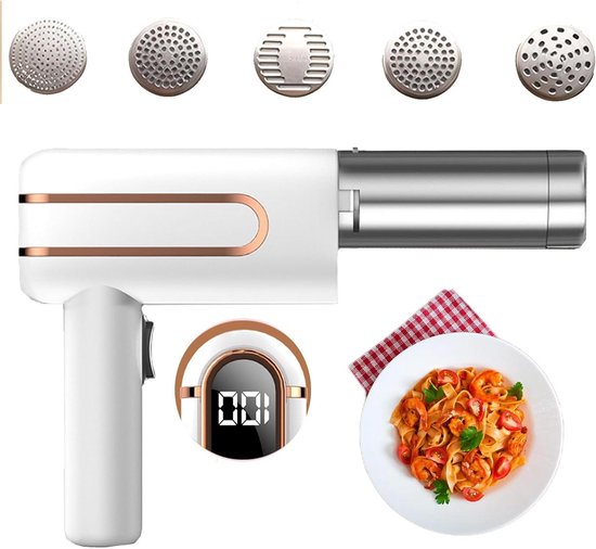 Rechargeable Wireless Electric Pasta Machine with 5 Modes - Portable Automatic Pasta Maker for Homemade Pasta and Spaghetti van Merkloos