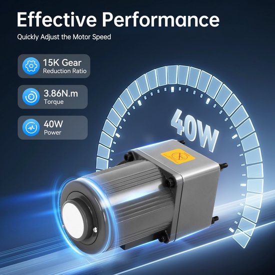 Reductiemotor 40W Grijs - 1650 TPM Snelheidsregelaar - Aluminiumlegering - Asynchrone Motor - Industriële Toepassing