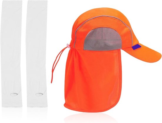 Reflecterende Poncho Hoed en Witte Mouwen voor Zonnebescherming, Ademend Sportaccessoire, UV Bescherming en Vissen van Merkloos