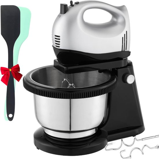 REN® Mixer met mengkom - Mixer - Mixer met mengkom keukenmachine - ZilverGrijs- ‎23cmx 31cm x 19cm; 2 kg van Merkloos