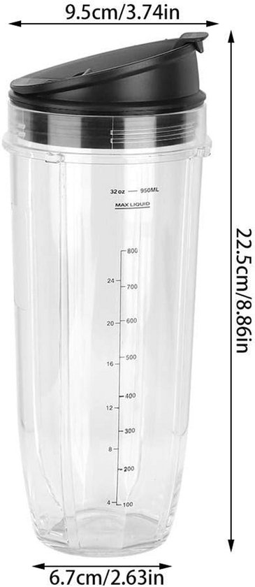 Reservebeker en Deksel Set voor 900W/1000W Blender - Diverse Maten van Merkloos