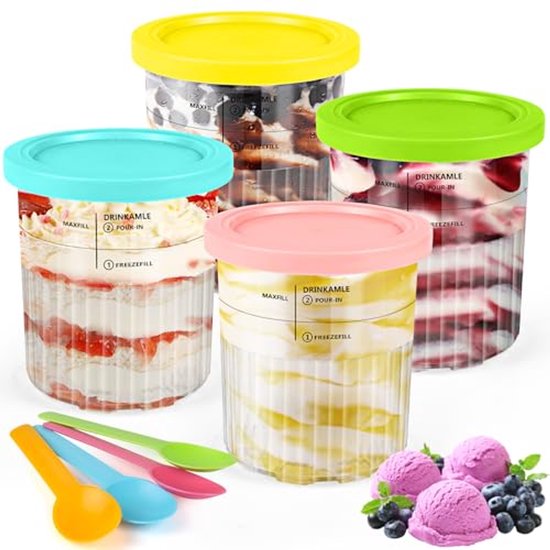 Reservoir voor IJsmachine, 4 Stuks Deluxe Containers en Accessoires met Lepel van Vevor