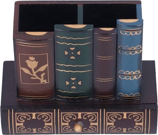 Retro Bureau-Organizer met 3 compartimenten voor kantoor en thuis, vintage pennen- en potloodhouder met uniek patroon voor efficiënte bureauopberging