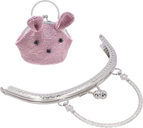 Retro Halfronde Bead Gegraveerde Coin Bag met Kiss Clasp Sluiting voor Handgemaakte Tassen en Naaiprojecten - Zilverkleurig Metaal van Merkloos