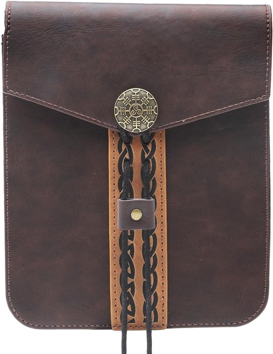 Retro Heuprugzak van Faux Leer voor Mannen en Vrouwen - Ideaal voor LARP, Ren Faire en Dagelijks Gebruik - Bruin 19 x 15 x 4 cm van Merkloos