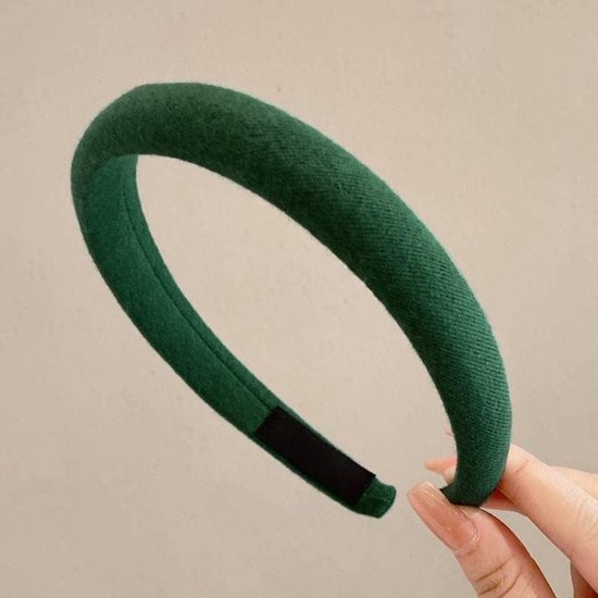 Retro Satijnen Haarband - Brede, Eenvoudige en Gevlochten Haaraccessoire voor Dames en Meisjes - Perfect voor Yoga, Reünies en Feestjes in Grasgroen van Merkloos