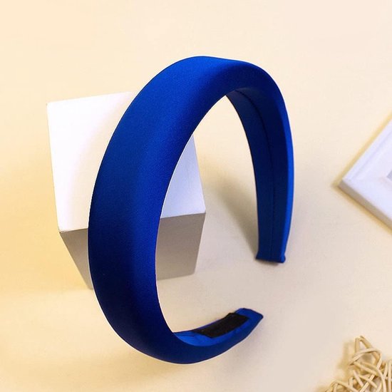 Retro Satijnen Haarband voor Dames, Brede Haaraccessoire voor Dating, Yoga en Vakantie, Koninklijk Blauw van Merkloos