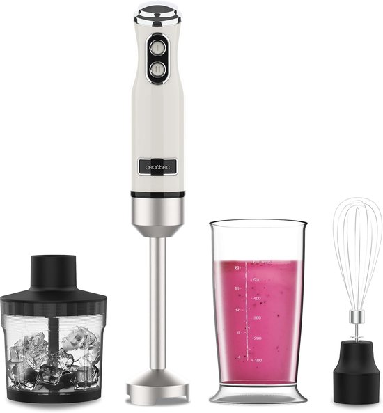 Retro Staafmixer - Handmixer Keuken - Snel Mixen - 4-Blads Lemmet - 40cm Hoog - Beige van Merkloos