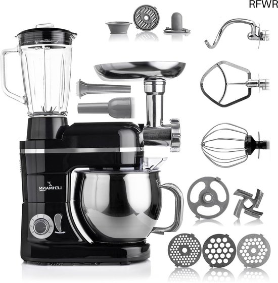 RFWR® 3-in-1 Keukenmachine met Planetair Roersysteem, Vleesmolen en 5L Roestvrijstalen Kom van RFWR