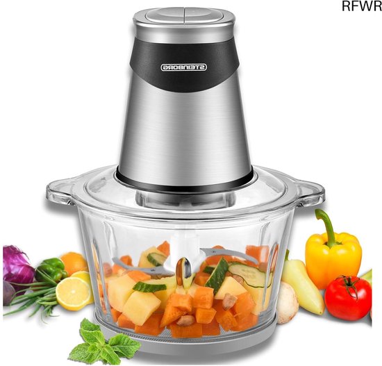 RFWR® Elektrische Keukenmachine met 500W Sterke Motor en 1,8L Glazen Kan van RFWR