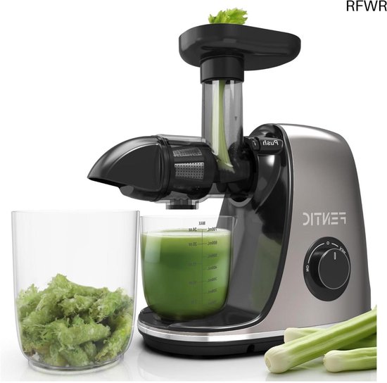 RFWR® Elektrische Slowjuicer voor Groente en Fruit – Horizontale Slow Juicer met Reverse Functie – Stille en Krachtige Motor voor Optimaal Sap van RFWR