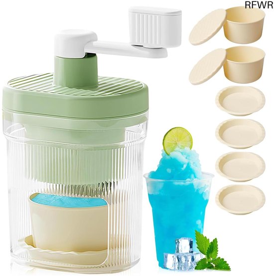 RFWR® Handmatige Ijsversnipperaar met Bevroren IJsschaal en Plaat - Perfect voor Zomerdranken van RFWR