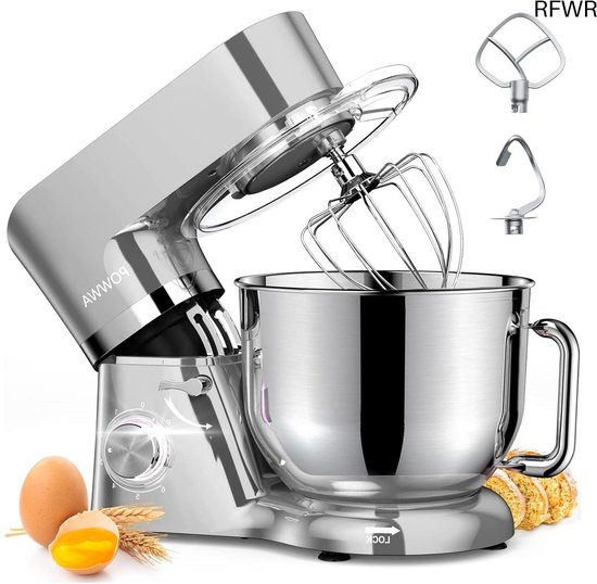 RFWR® Keukenmachine 6,2 L - Mengmachine met 6 + 1 Snelheden en 1500 W Kracht voor Bakken en Kneedwerk van Merkloos