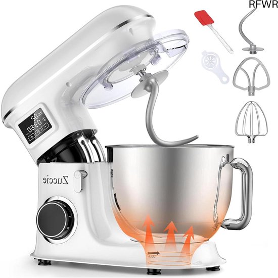RFWR® Krachtige 1500W Planetaria Keukenmachine met 8L Kom en 6 Snelheden