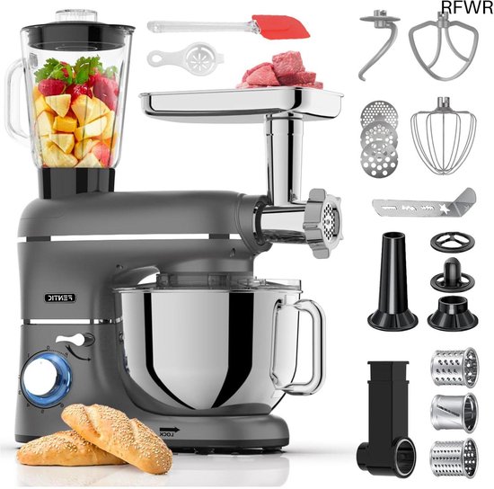 RFWR® Krachtige 2000W Keukenmachine met 6,2L Mengkom en Multifunctionele Accessoires van RFWR