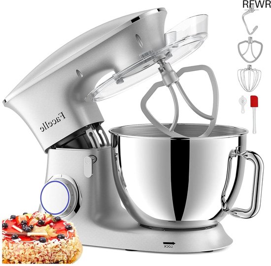 RFWR® Krachtige 8,5 L Deegmachine met 6+1 Snelheden en Multifunctionele Accessoires van Merkloos