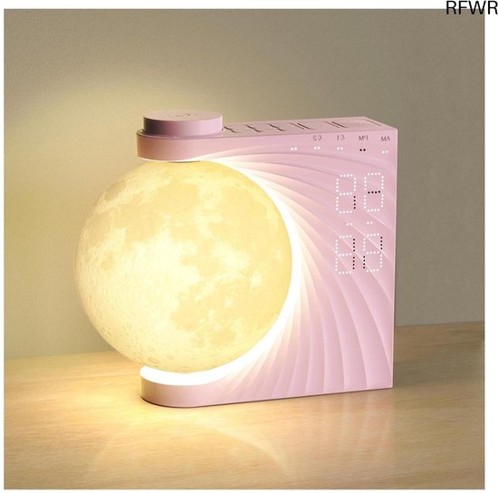 RFWR® Maanlamp met wekker en daglichtfunctie – Rustgevende geluiden en kleurmodi voor ontspannen slapen van RFWR®
