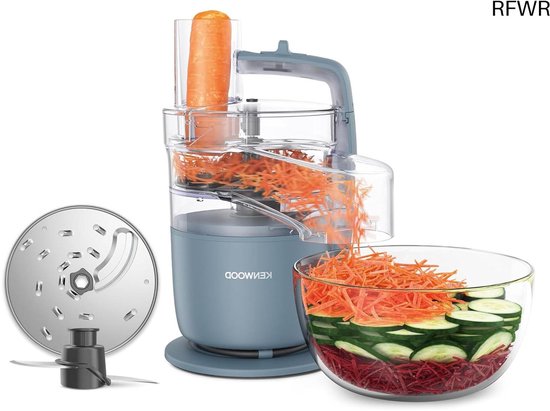 RFWR® Multi-functionele Foodprocessor voor Hakken, Snijden, Pureren en Kneden met Express Serve Accessoire - 1,3 L Mengkom - 650W Zilver van RFWR