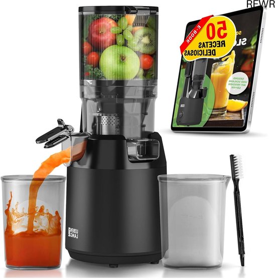 RFWR® Slowjuicer met Grote Opening en Receptenboek - Perfect voor Gezonde Sapjes van RFWR