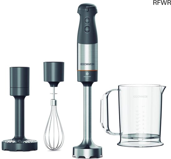 RFWR® Staafmixer met afneembare stalen staaf, garde, hakmolen en maatbeker - 1000 watt, grijs van RFWR