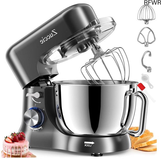 RFWR® Stille keukenmachine met 5L roestvrijstalen kom en multifunctionele gereedschappen van RFWR