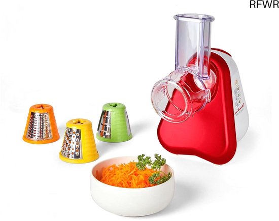 RFWR® Zerkleinerer 3-in-1 met 200W motor - Rood/Zwart - Voor eenvoudig snijden en raspen van Merkloos