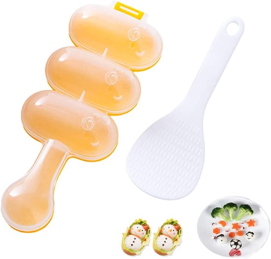 Rijstballenmakerset met mini-schep - sushi-plaat met handvat, doe-het-zelf shake maak kleverige rijstvormer voor kinderen en familie balvorm van Merkloos