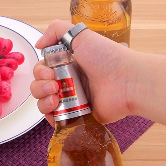 Ring stijl metalen bierfles & blikopener  binnendiameter: 2.2cm(Silver)