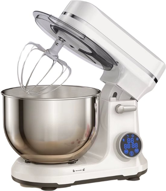 RM Store® - Elektrische Mixer - Keukenmixer Met Mengkom - Voedselmixer - Met Deeghaak En Garde - 11 Snelheden - OLED Scherm - Wit van RM Store®