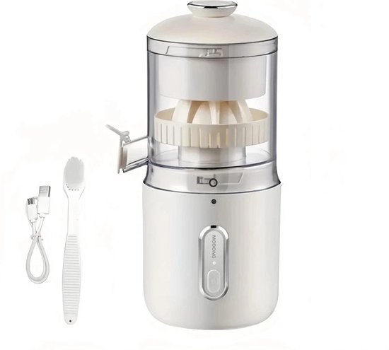 RM Store® - Elektrische Sinaasappelpers - Sinaasappelsap Extractor - Juicer - Draadloos - Draagbaar - Met Reinigingsborstel - Groenten - Vruchten - USB - Wit - 14 x 11 x 28 cm.