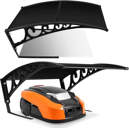 Robotmaaier, garage, dak, carport voor robotmaaier, grasmaaier, 106 x 87 x 50 cm, beschermhoes voor robotmaaier, bescherming tegen regen, uv-stralen en hagel (zwart)