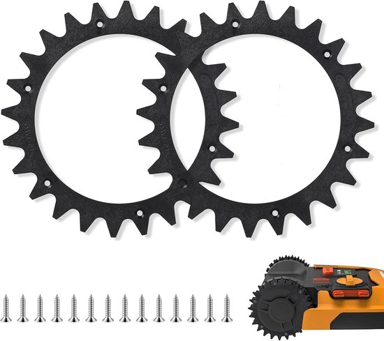 Robotmaaier, spikes, zwart, Ø 205 mm, met 14 x schroeven, compatibel met Worx Landroid S en M S300 [WR130E]/M500 [WR141E]/M700 [WR142E]/M1000[WR143E]/S450i[WR101 SI] Tractieverbetering ung