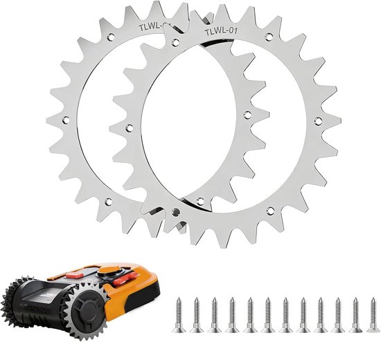 Robotspikes van roestvrij staal, 205 mm, tractieverbetering voor robotmaaier, spikes S/M, dikte 2,5 mm, 6 x roestvrijstalen schroeven, reservemessen voor robotgrasmaaiers, 2 stuks