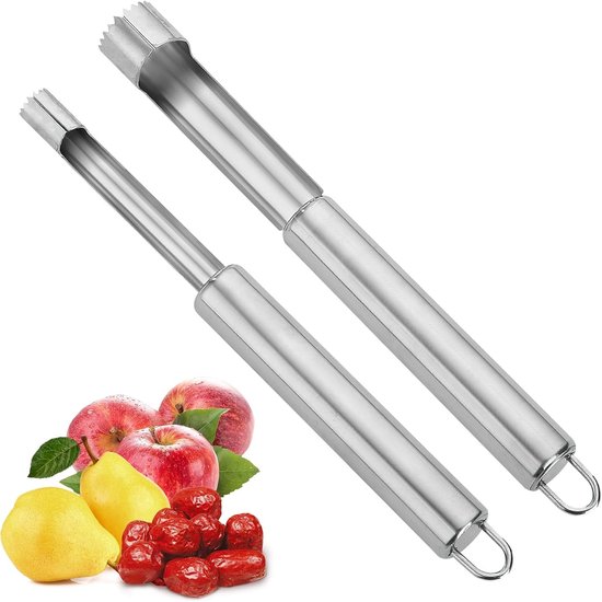 Robuuste appelcutter van roestvrij staal, ideaal voor fruitbereiding en keukenaccessoires, 2-delige set met appelzaadextractor en snijhulpmiddel