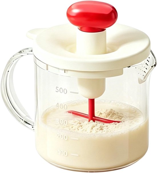 Roer eierbeker - Mengbeker klopper - Beslag mixen - Handmatig persmechanisme - 129 cm hoog - Rood