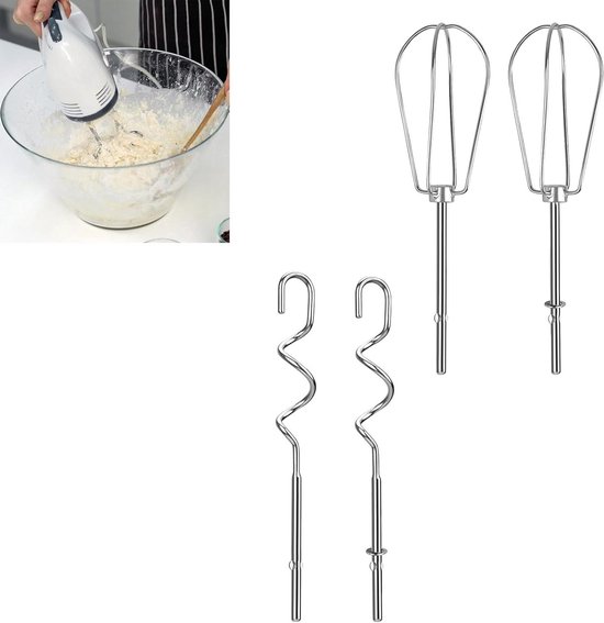 Roerapparaat Accessoires - Mixer Onderdelen - Bakken en Mixen - Roestvrij Staal 304 - 4-delige set - Zilver van Merkloos