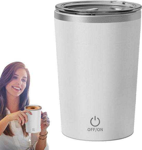 Roerbeker mixer, 350 ml reismok met magnetische mixer en deksel, roestvrijstalen mengbeker | Automatische magnetische mengbeker voor mannen, vrouwen, tieners van KagoLing
