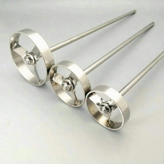 Roerstaaf Dispersie - Turbineblad Mengstaaf - Laboratorium Mengen - Gepolijst RVS - 50x8x250mm - Zilverkleurig