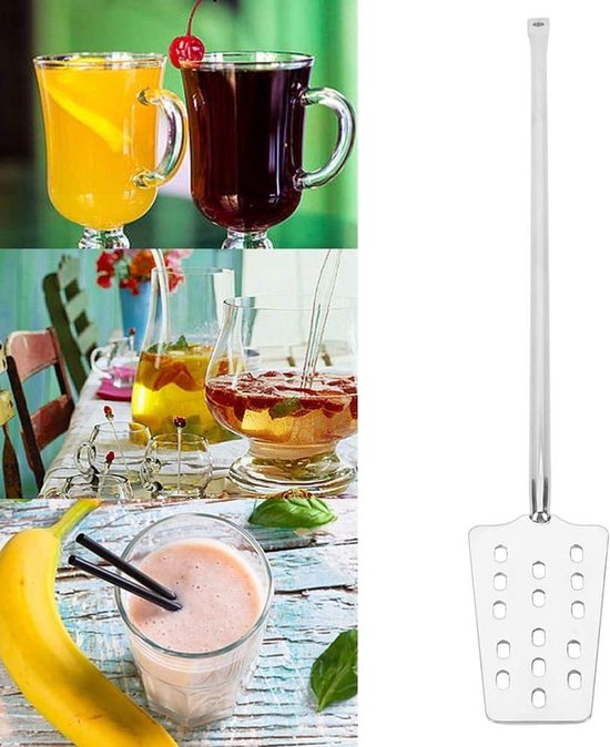 Roerstaafje - Keukengereedschap - Drankjes Mengen - Verlengde Versie - 62.5 cm - Zilver