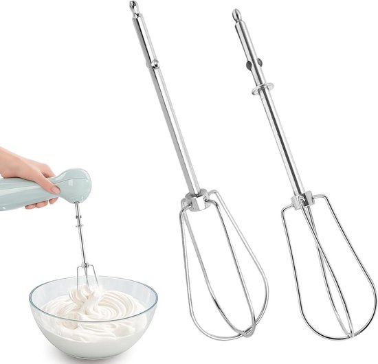 Roerstaafjes Handmixer - Garde Opzetstukken - Bakken en Mixen - Roestvrij Staal - 2 stuks - Zilver van Merkloos